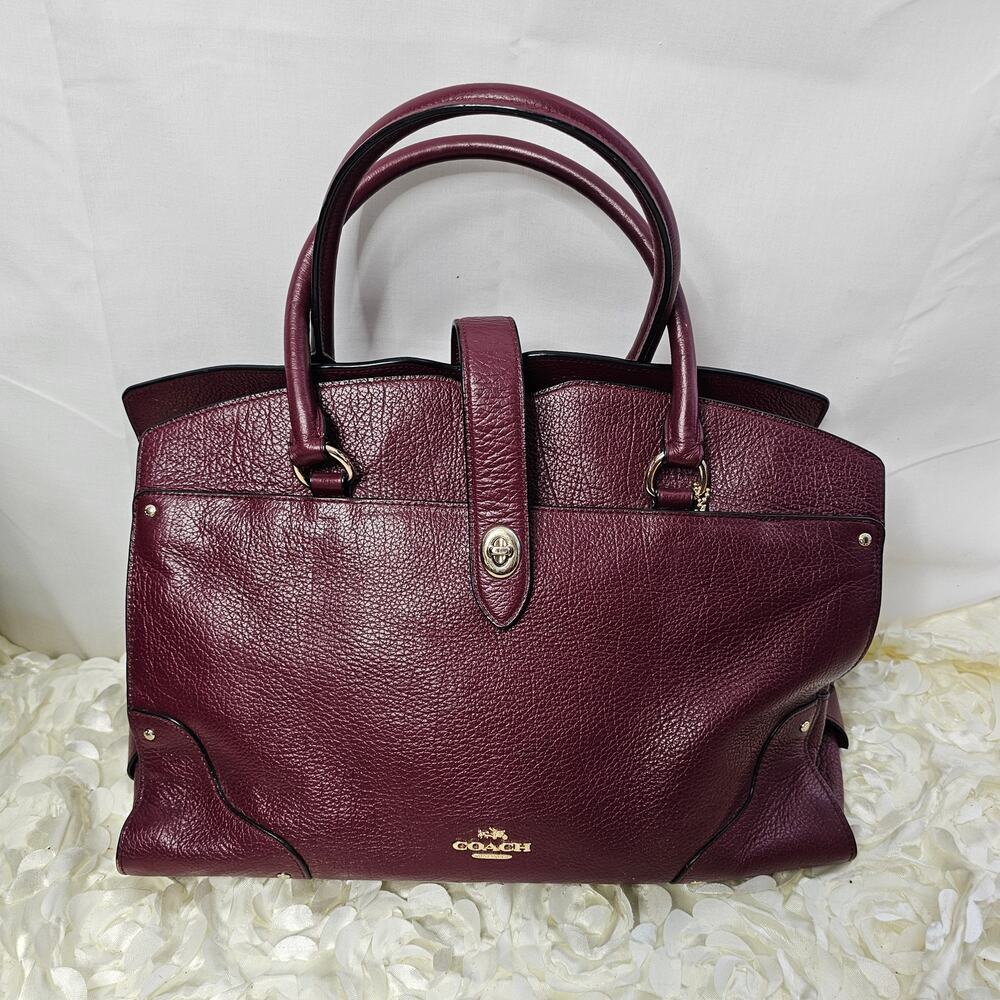 Coach Mercer Satchel HandBag Burgundy - Picture 2 of 11